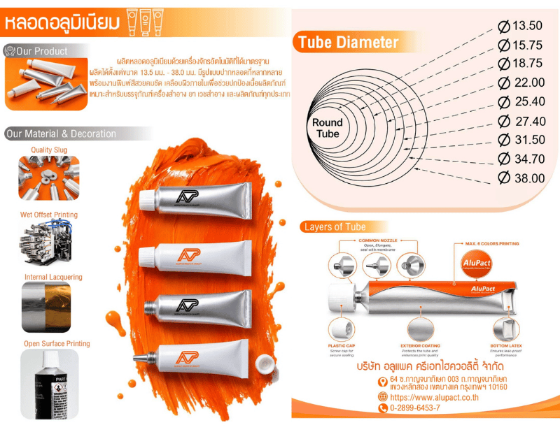 ผู้ผลิตและจำหน่ายหลอดอลูมิเนียม Tube Diameter
